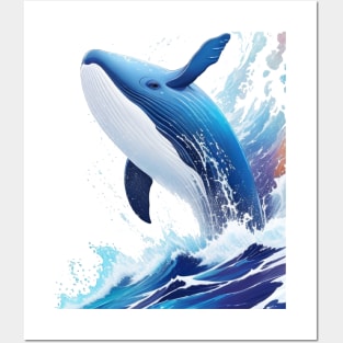 majestic whale in painting style. Posters and Art